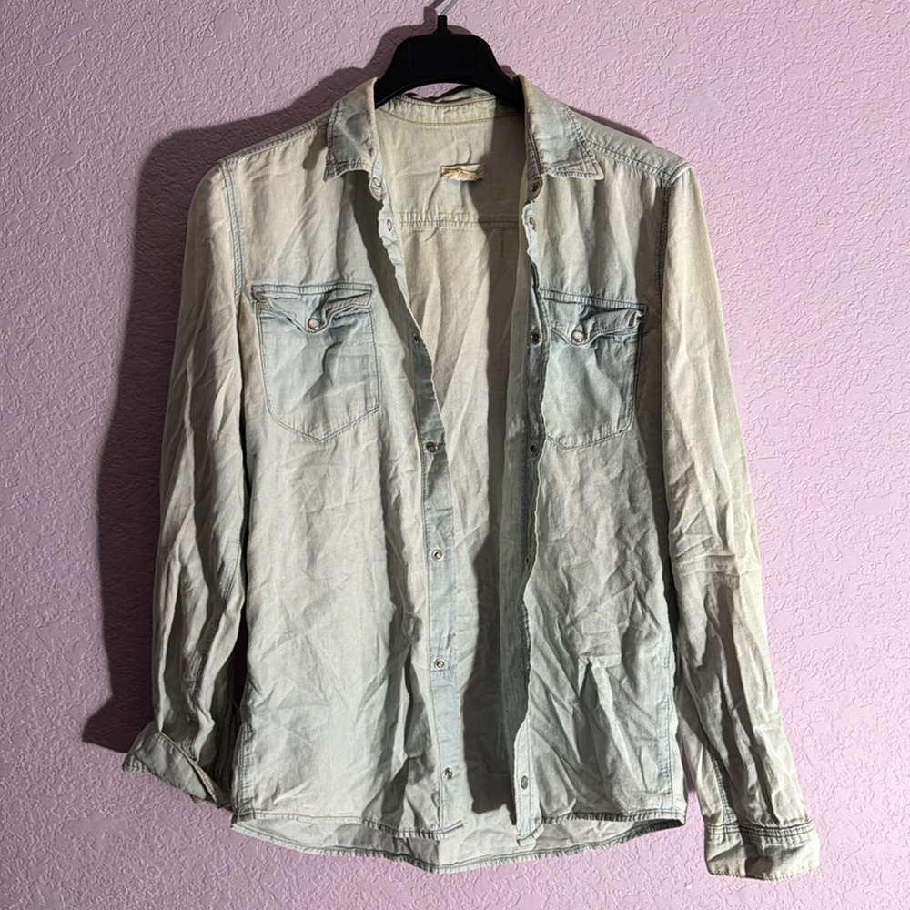 Light Blue Denim Chambray Shirt
